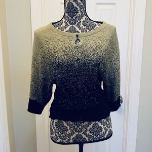 Vintage 80s Gold and Black Lurex Keyhole Sweater